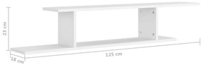 vidaXL Ράφι Τηλεόρασης Επιτοίχιο Λευκό 125x18x23 εκ. από Επεξ. Ξύλο