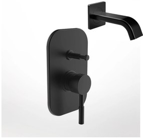 La Torre New Tech Black Matt 12050R-400 Μίκτης Εντοιχισμού 2 Εξόδων με Εκτροπέα+Στόμιο 14,2cm Φ31mm
