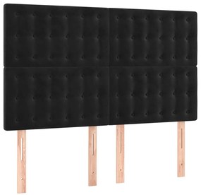 vidaXL Κεφαλάρι Κρεβατιού LED Μαύρο 144x5x118/128 εκ. Βελούδινο
