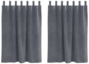 vidaXL Κουρτίνες με κουρτίνες 2 pcs Ανοιχτό γκρι 140 x 140 cm Βελούδο
