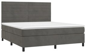 ΚΡΕΒΑΤΙ BOXSPRING ΜΕ ΣΤΡΩΜΑ &amp; LED ΣΚ. ΓΚΡΙ 160X200ΕΚ. ΒΕΛΟΥΔΙΝΟ 3136192