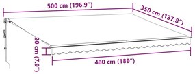 Τέντα Πτυσσόμενη Αυτόματη Ανθρακί / Λευκή 500x350 εκ. - Ανθρακί