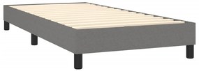vidaXL Κρεβάτι Boxspring με Στρώμα &amp; LED Σκ.Γκρι 80x200 εκ. Υφασμάτινο