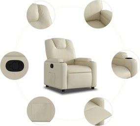 vidaXL Πολυθρόνα Ανακλινόμενη Κρεμ από Συνθετικό Δέρμα