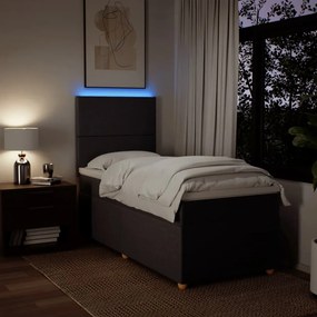 vidaXL Κρεβάτι Boxspring με Στρώμα Σκούρο Καφέ 80x200 εκ. Υφασμάτινο