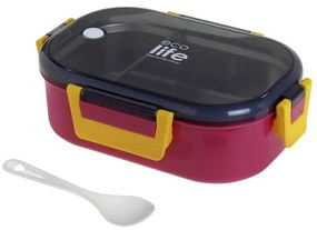 Ecolife Φαγητοδοχείο 900ml Με Χώρισμα Deep Rose 33-BO-9068