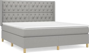 vidaXL Κρεβάτι Boxspring με Στρώμα Αν. Πράσινο 160x200εκ Υφασμάτινο