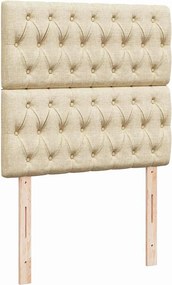 vidaXL Κρεβάτι Boxspring με Στρώμα Κρεμ 90x200 εκ.Υφασμάτινο