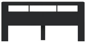 vidaXL Κεφαλάρι Κρεβατιού με LED Μαύρο 220x18,5x103,5 εκ Επεξεργ. Ξύλο