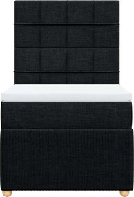 vidaXL Κρεβάτι Boxspring με Στρώμα Μαύρο 90x190 εκ.Υφασμάτινο