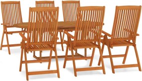 vidaXL Τραπεζαρία Κήπου Σετ 7 Τεμαχίων από Μασίφ Ξύλο Ευκαλύπτου