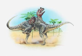 Εικονογράφηση Illustration of two male Ceratosaurus dinosaurs, Dorling Kindersley