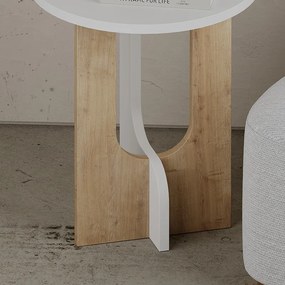 Βοηθητικό τραπέζι Luna pakoworld λευκό-φυσικό Φ40x47 εκ - Μελαμίνη - 119-001112
