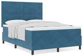 vidaXL Κρεβάτι Box Spring με Στρώμα  Σκούρο Μπλε 140x190 εκ. Βελούδο