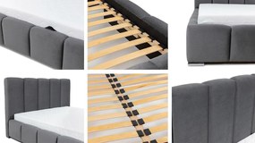 Επενδυμένο κρεβάτι Wizko 140Χ200Χ 112 CM ΜΑΥΡΟ