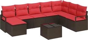 vidaXL Σετ Καναπέ με μαξιλάρι 9 pcs Καφέ συνθετικό ρατάν