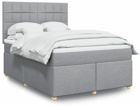 Κρεβάτι Boxspring με Στρώμα Ανοιχτό Γκρι 140x200 εκ. Υφασμάτινο - Γκρι