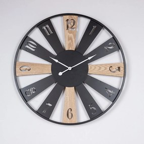 Ρολόι Τοίχου 753-10051 60x4.5x60cm Black-Natural Estheti Home Mdf, Metal
