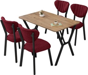 Extendable Dining Table &amp; Chairs Set (5 Pieces) Elma - Burgundy, Walnut Burgundy
Walnut