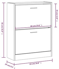 Παπουτσοθήκη Γυαλιστερό Λευκό 63x24x81 εκ. Επεξεργασμένο Ξύλο - Λευκό