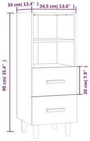 Ντουλάπι Γυαλιστερό Λευκό 34,5x34x90 εκ. Επεξεργασμένο Ξύλο - Λευκό