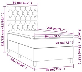 ΚΡΕΒΑΤΙ BOXSPRING ΜΕ ΣΤΡΩΜΑ ΑΝΟΙΧΤΟ ΓΚΡΙ 80X200 ΕΚ. ΥΦΑΣΜΑΤΙΝΟ 3142529