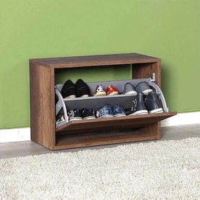 Παπουτσοθήκη 6 ζεύγων Step Megapap χρώμα καρυδί 60x30x42εκ.