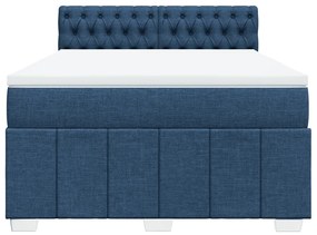 vidaXL Κρεβάτι Boxspring με Στρώμα Μπλε 160x200 εκ. Υφασμάτινο