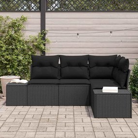 vidaXL Σετ Καναπέ Κήπου 4 pcs Μαύρο Πολυ ράταν