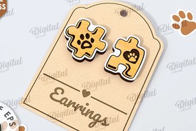 Σετ των 3 Intra απο ξύλο plywood 3mm-4mm πάχος Animals Earrings . Παζλ Δίασταση 3x3 cm INTRAFABR-115292557