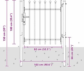 vidaXL Πύλη Φράχτη με κλειδαριά Boxtel Γκρι 103 x 150 cm