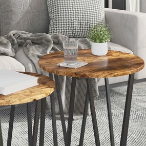 vidaXL Σετ βοηθητικά τραπεζάκια 2 pcs Φουσκωτό δρυς και Μαύρο