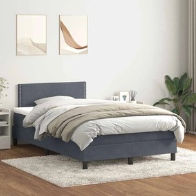 BOX SPRING ΚΡΕΒΑΤΙ ΜΕ ΣΤΡΩΜΑ ΣΚΟΥΡΟ ΓΚΡΙ 120X220 CM ΒΕΛΟΥΔΙΝΟ 3316828