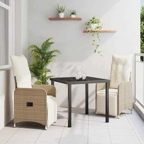 vidaXL Σέτ φαγητού για κήπο 3 pcs Μπεζ συνθετικό ρατάν