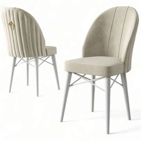 Καρέκλα Ritim Babyface (Σετ 6Τμχ) 240CHR1479 44x42x96cm Cream-White Μέταλλο,Ύφασμα