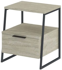 Κομοδίνο Pal 855DTE5189 45x40x50cm Travertine Beige-Black