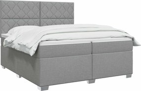 vidaXL Κρεβάτι box spring με στρώμα Ανοιχτό γκρι 200 x 200 cm Ύφασμα