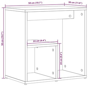 Τραπέζι Βοηθητικό Γκρι Σκυροδέματος 50x30x50 εκ. Επεξ. Ξύλο - Γκρι