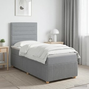 vidaXL Κρεβάτι box spring με στρώμα Ανοιχτό γκρι 80 x 200 cm Ύφασμα