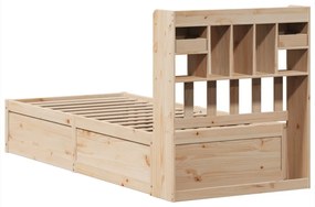 vidaXL Σκελετός Κρεβατιού Χωρίς Στρώμα 75x190 εκ Μασίφ Ξύλο Πεύκου