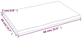 Επιφ Τραπεζιού Αν Καφέ 60x40x2εκ. Επ Μασίφ Ξύλο Δρυός Live Edge - Καφέ