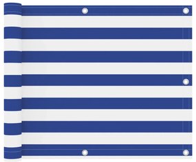 vidaXL Διαχωριστικό Βεράντας Λευκό/Μπλε 75 x 400 εκ. Ύφασμα Oxford