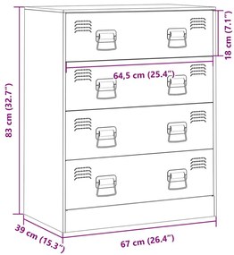 Μπουφές Ανθρακί 67x39x83 εκ. από Ατσάλι - Ανθρακί