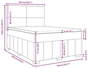 Κρεβάτι Boxspring με Στρώμα Σκούρο Γκρι 140x190 εκ. Υφασμάτινο - Γκρι