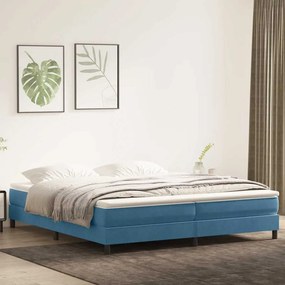 Κρεβάτι Boxspring με Στρώμα Σκούρο Μπλε 180x210 εκ. Βελούδινο - Μπλε