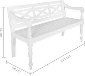 vidaXL Παγκάκι Batavia Λευκό 123 εκ. από Μασίφ Μαόνι