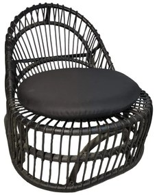 Πολυθρόνα Tromso P.E. Rattan Μαύρη με Μαύρο Μαξιλάρι 80x85x98εκ. 80x98x85 εκ.