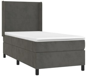 ΚΡΕΒΑΤΙ BOXSPRING ΜΕ ΣΤΡΩΜΑ &amp; LED ΣΚ. ΓΚΡΙ 80X200 ΕΚ. ΒΕΛΟΥΔΙΝΟ 3139410