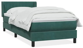 vidaXL Κρεβάτι Boxspring με Στρώμα Σκούρο Πράσινο 100x210εκ. Βελούδινο