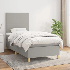 vidaXL Κρεβάτι Boxspring με Στρώμα Ανοιχτό Γκρι 100x200 εκ. Υφασμάτινο